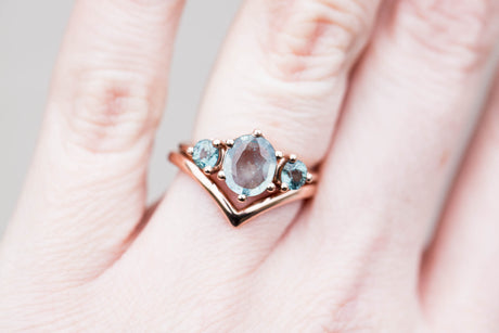 Chevron 14k gold wedding band