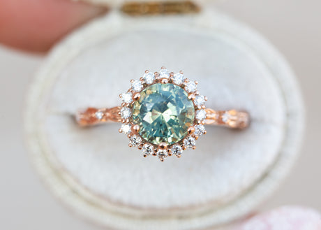Egwene setting with round teal sapphire