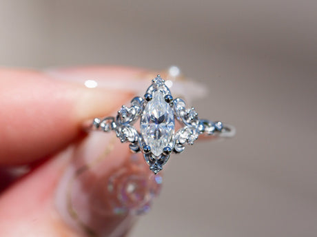 Aurora setting with marquise moissanite