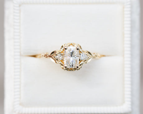 Wisteria setting with 6x4mm white moissanite