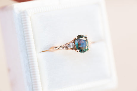 The Aspen with oval green sapphire