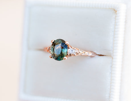 The Aspen with oval green sapphire