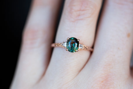The Aspen with oval green sapphire