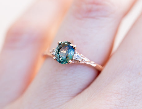 The Aspen with oval green sapphire