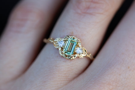 Wisteria with lab green sapphire and diamonds