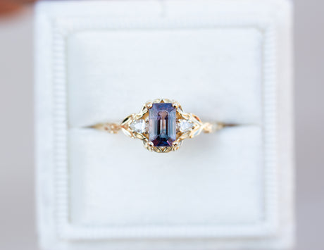 Wisteria setting with bi color pink purple sapphire center stone