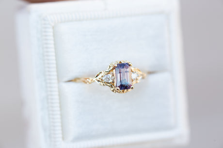 Wisteria setting with bi color pink purple sapphire center stone