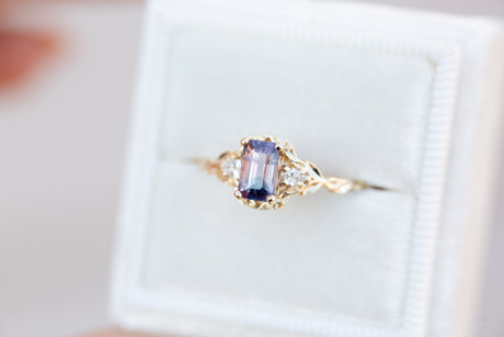 Wisteria setting with bi color pink purple sapphire center stone