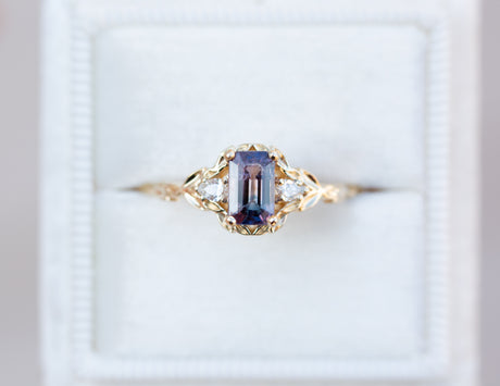 Wisteria setting with bi color pink purple sapphire center stone