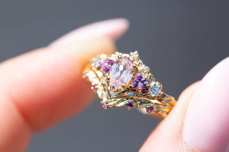 Briar rose five stone setting with lab pink sapphire