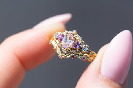 Briar rose five stone setting with lab pink sapphire