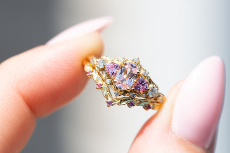 Briar rose five stone setting with lab pink sapphire