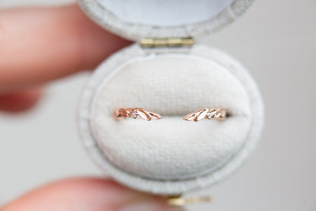 Open leaf diamond wedding band