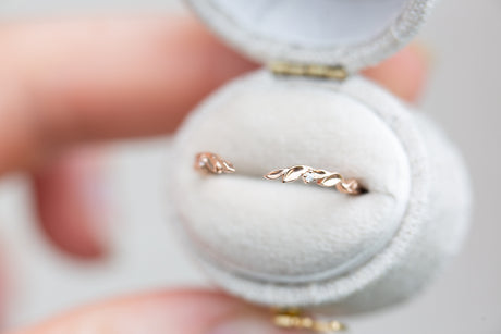 Open leaf diamond wedding band
