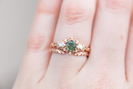 Open leaf diamond wedding band