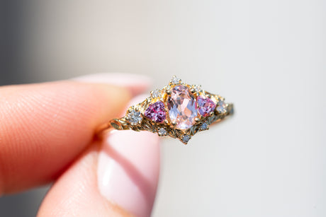 Briar rose five stone setting with lab pink sapphire