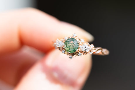 RESTOCKED! Briar rose three stone with moss agate