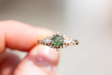 RESTOCKED! Briar rose three stone with moss agate