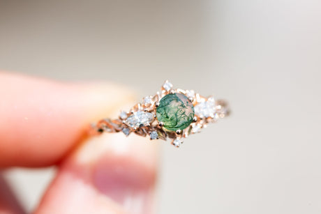 RESTOCKED! Briar rose three stone with moss agate