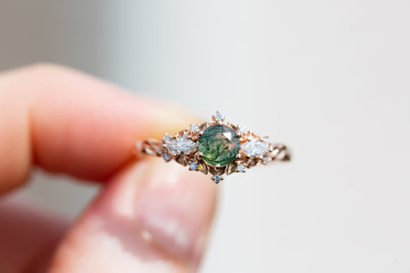 RESTOCKED! Briar rose three stone with moss agate