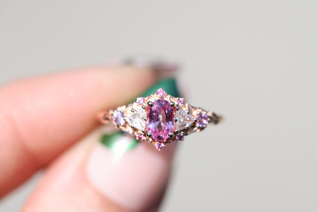 Briar rose five stone setting with natural pink sapphire