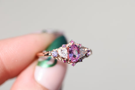 Briar rose five stone setting with natural pink sapphire