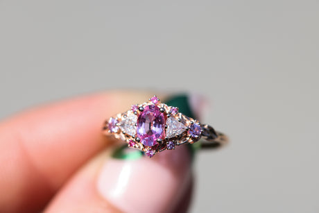 Briar rose five stone setting with natural pink sapphire