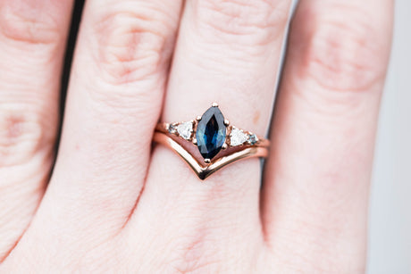 Chevron 14k gold wedding band